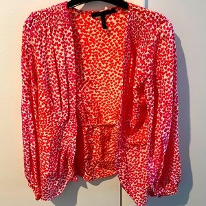 Heart motif silk blouse